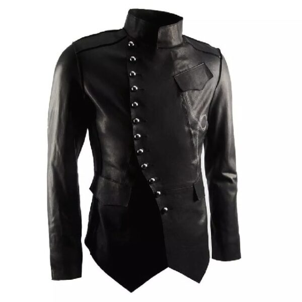 100 pure lamb luxury black mens military leather biker jacket side