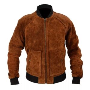 Aloha premiere bradley cooper brown bomber genuine suede leather jacket