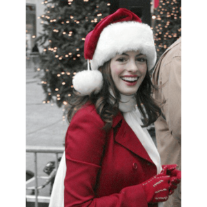 Anne hathaway christmas double breasted coat side