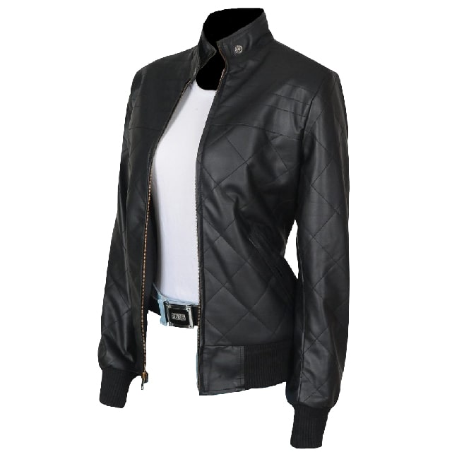Emma Stone zombialand leather jacket side