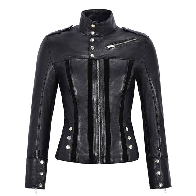 women’s black biker leather jacket