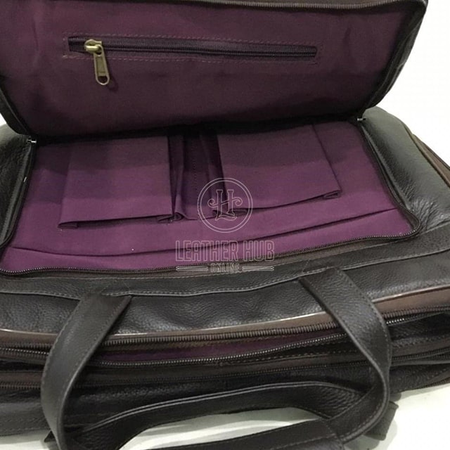 black leather briefcase bag closure