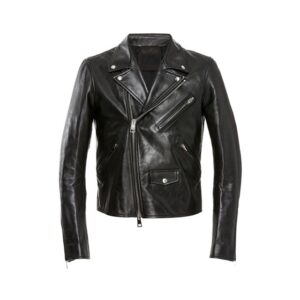 Black motorcycle leather jacket