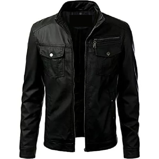 Black sleek leather jacket