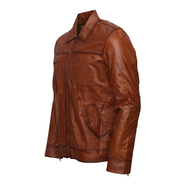 Brown waxed jacket side