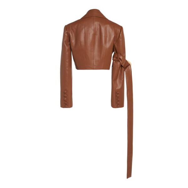 Brown women classic genuine leather top back