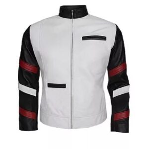 Classic vintage white mens leather jacket