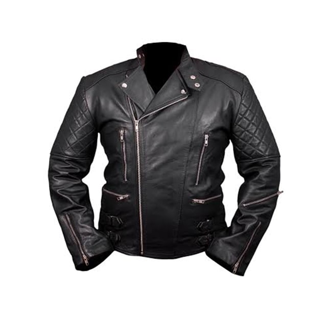 Chris Brown black leather jacket