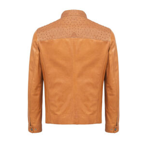 Cognac biker motorcycle leather jacket back