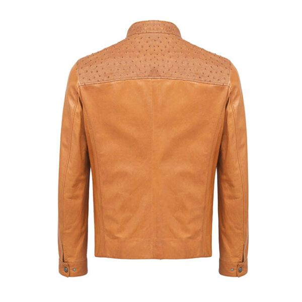 Cognac biker motorcycle leather jacket back
