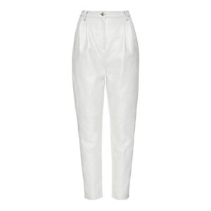 cropped tapered loose fit lambskin leather pants