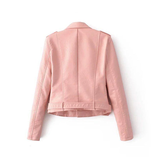Baby Pink Women's Classic Motorcycle Leather Jacket - Leather Hub Online