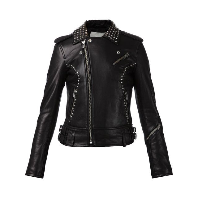 hand crafted silver studded biker leather