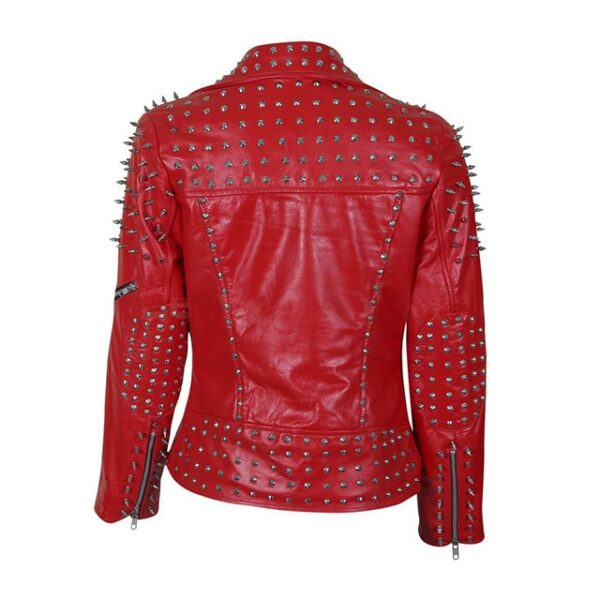 handmade spiked studs leather jacket back