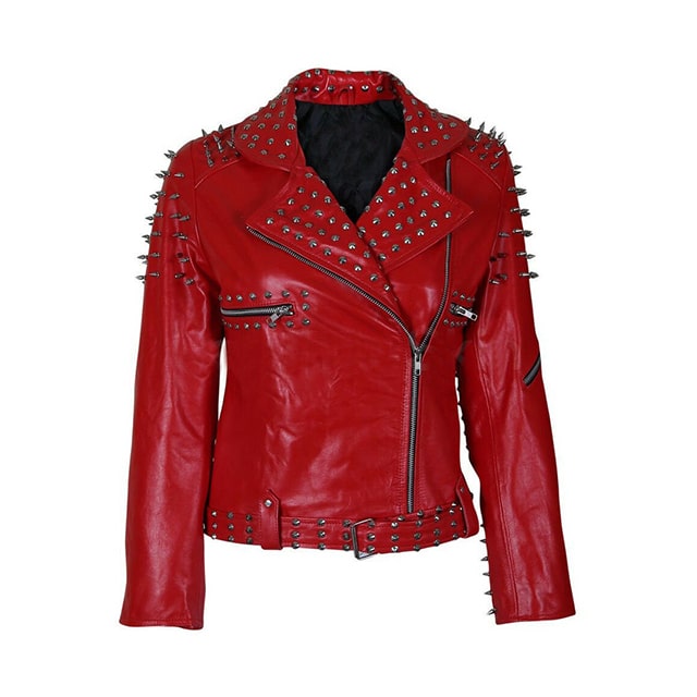 handmade spiked studs leather jacket