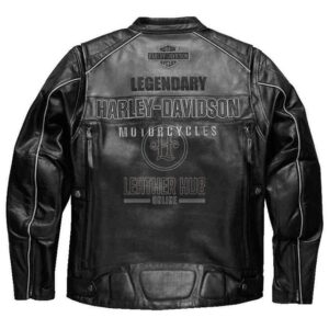 Harley Davidson black biker leather jacket back