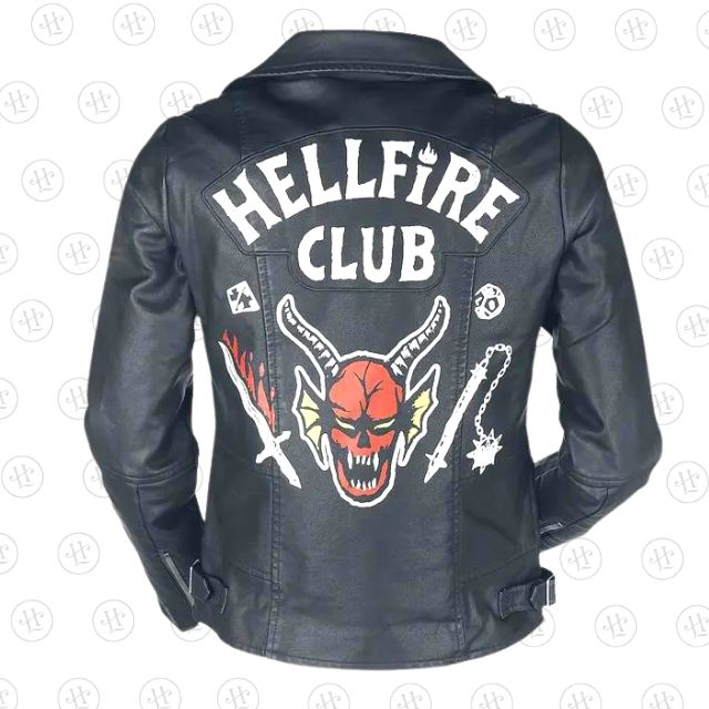 Hellfire club stranger thing black leather jacket back