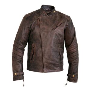 designer’s replica moto racer distressed leather jacket