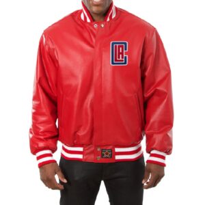 Los Angeles clippers full leather jacket red