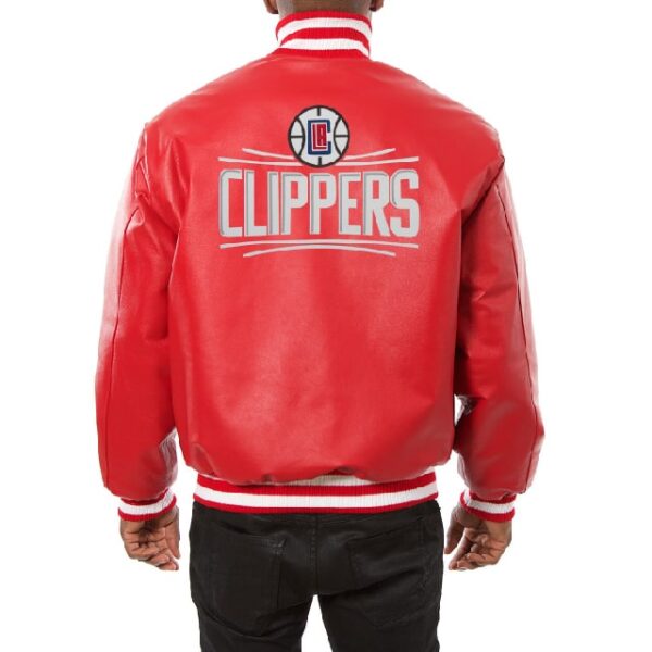 Los Angeles clippers full- leather jacket red back