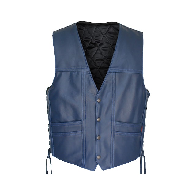 men blue cruiser leather vest