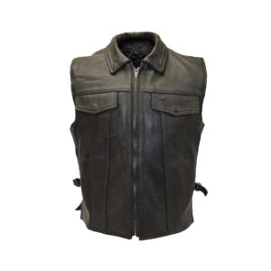 men classic leather vest