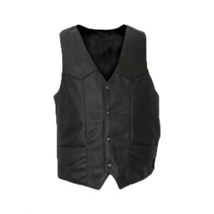 Mens black leather vest