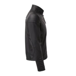Mens black biker genuine leather jacket side