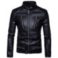 Mens casual slim fit lambskin leather biker jacket