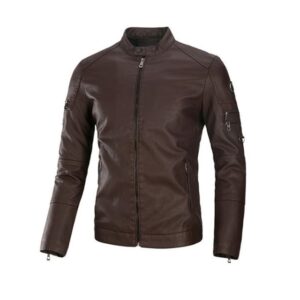 Mens decent brown biker leather jacket
