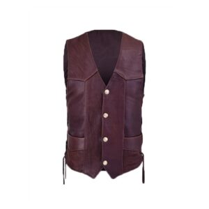 Mens red wine genuine leather vest