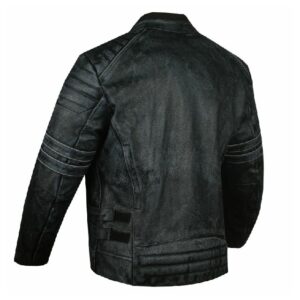 mens shadow motorcycle distressed cowhide leather armor black jacket back