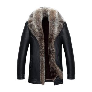 LHO mens winter warm shearling fur coat