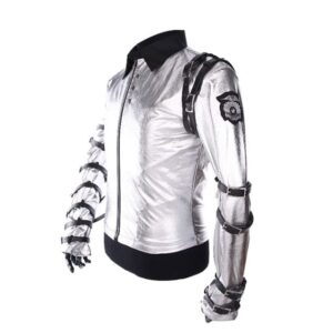 Punk MJ Michael Jackson classic BAD tour silver jacket outerwear side