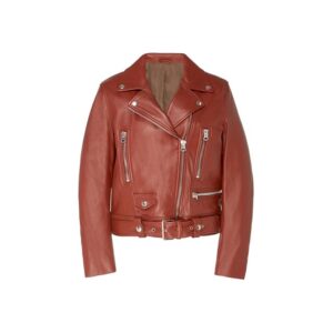 Rust brown stylish motorcycle leather jacket