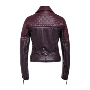 two tone quilted motorcycle leather jacket back