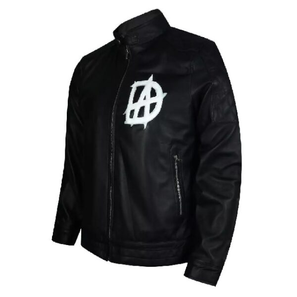 WWE superstar dean ambrose D-A logo black leather jacket front side