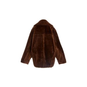 women brown leather suede joy reversible shearling coat back