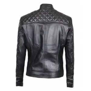 womens quilted leather jacket back