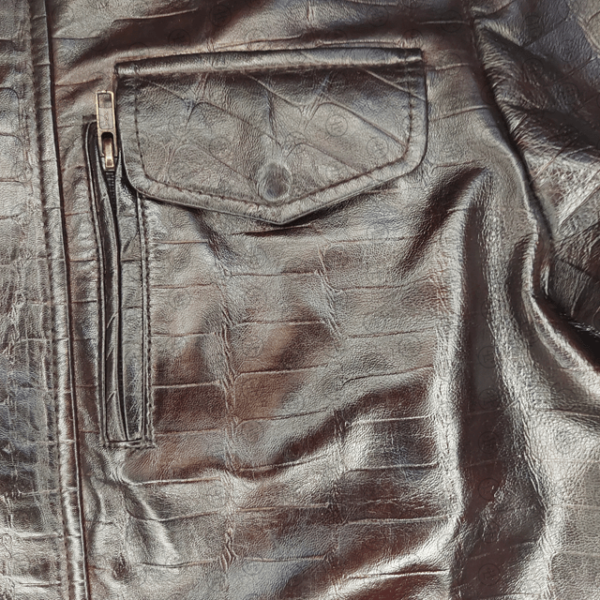 brown crocodile print Jacket YKK zipper pocket