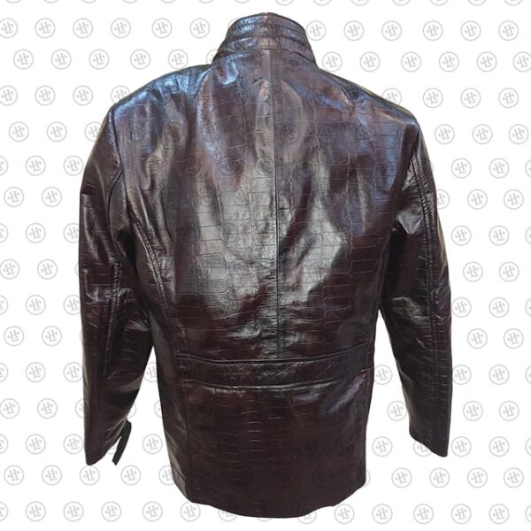 Women Ombre Croco Printed Leather Biker Jacket