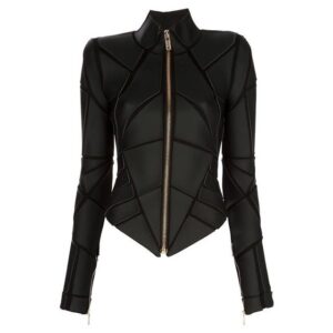 LHO cyberpunk fashion High-Tech leather jacket front