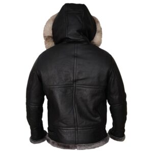 shearling leather hoodie back