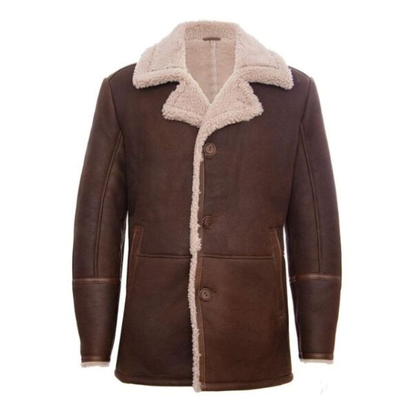 German classic real sheepskin shearling leather coat