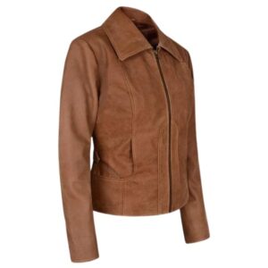 vintage brown jlo gigli leather jacket women side